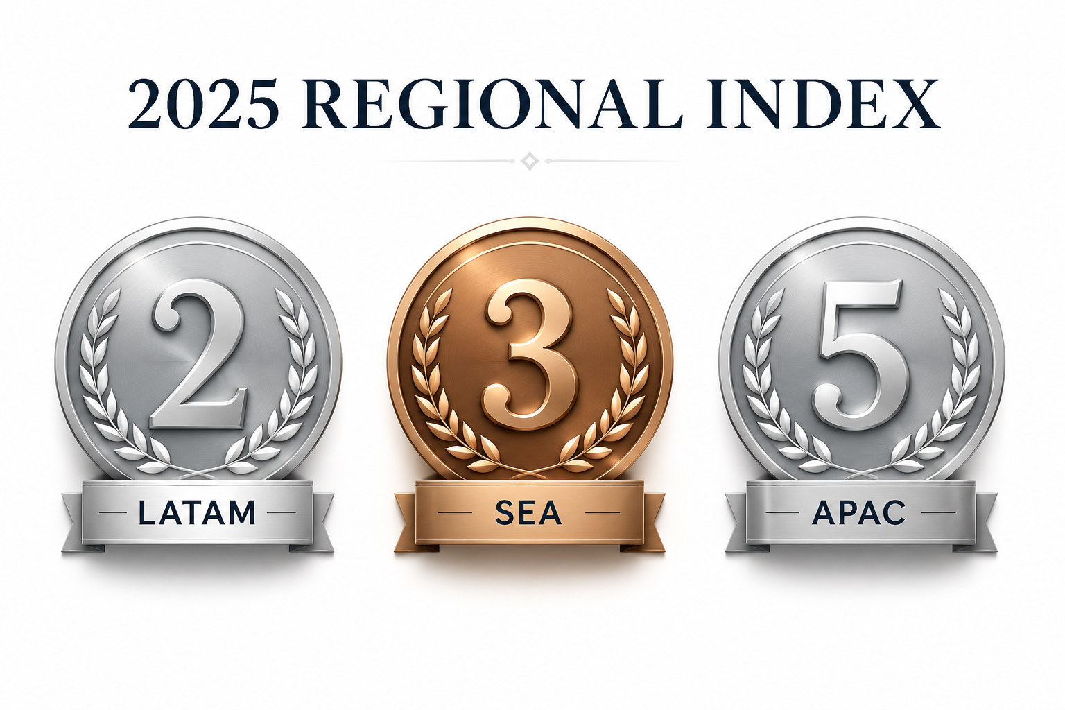2025 Regional Index medals for LATAM, SEA, and APAC